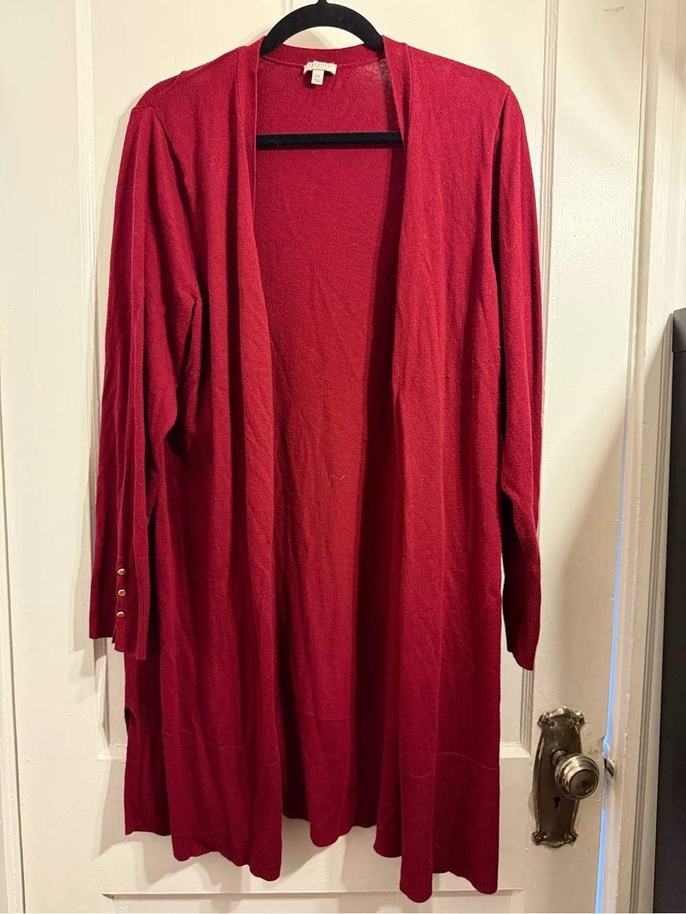 Talbots Open-Front Long Cardigan - Deep Red